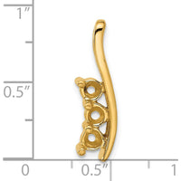 14K Yellow Gold Curved Bar Chain Slide Mounting for 3 Round Stones - 4.3mm by Oro Pregiato