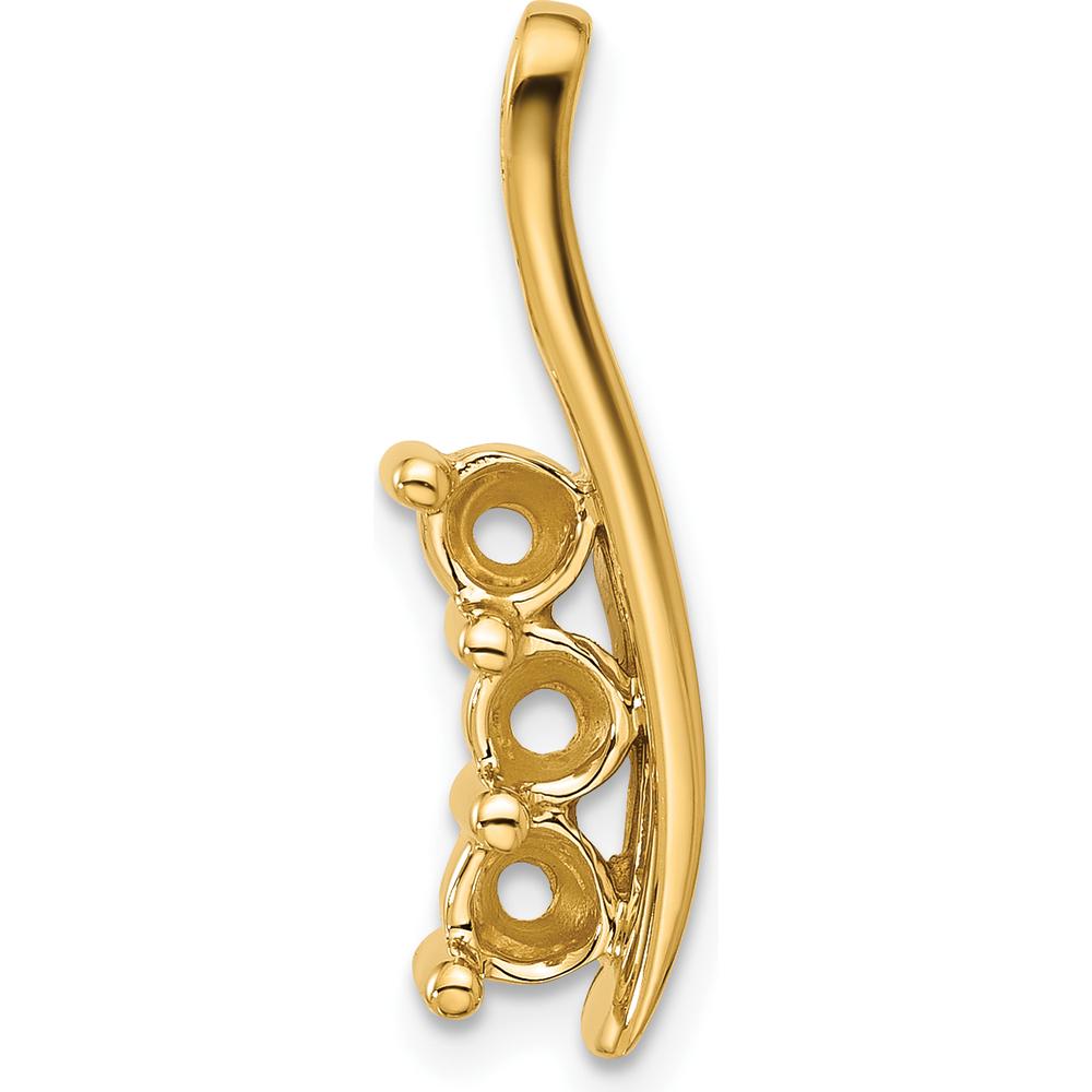 14K Yellow Gold Curved Bar Three-Stone Channel Slide Mounting - 29mm by Oro Pregiato