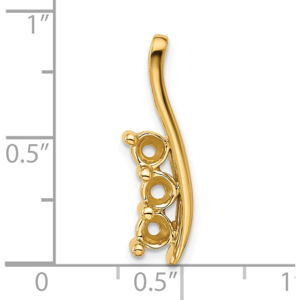 14K Yellow Gold Curved Bar Three-Stone Channel Slide Mounting - 29mm by Oro Pregiato