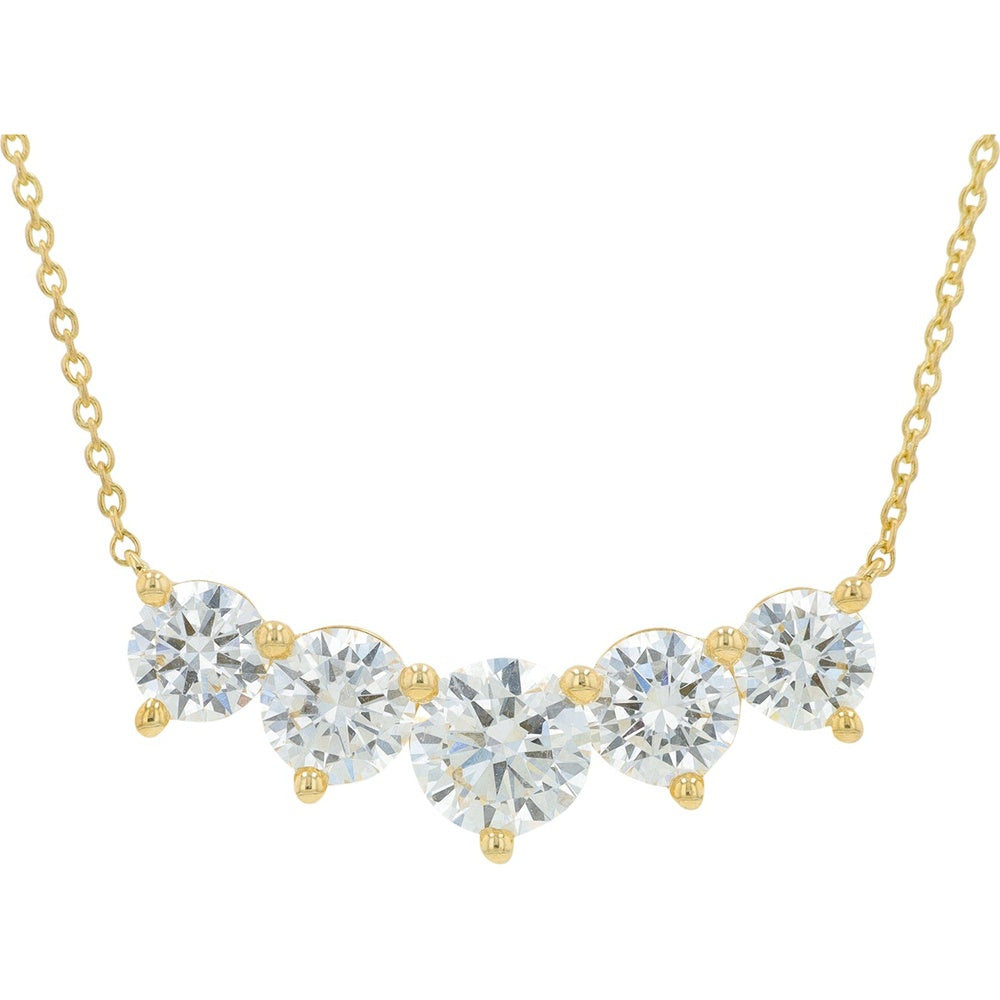 14K Yellow Gold Curved Collar Necklace with Prong-Set Round Lab Grown Diamonds - 3.00 Carat Total Diamond Weight
