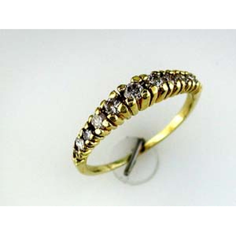 14K Yellow Gold Curved Contour Diamond Wedding Band with 7 Round Brilliant Cut Diamonds - 0.49 Carat Total Diamond Weight - Royal Jewelry