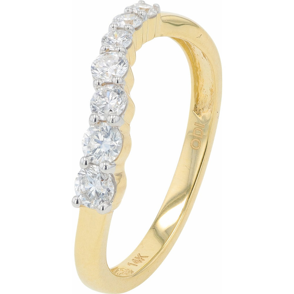 14K Yellow Gold Curved Diamond Band with Round Brilliant-Cut Stones - 0.50 Carat Total Diamond Weight