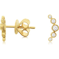 14K Yellow Gold Curved Diamond Ear Climbers with Graduated Bezel-Set Round Diamonds - 0.15 Carat Total Diamond Weight - Royal Jewelry