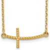 14K Yellow Gold Curved Textured Sideways Cross Necklace - 19 Inches by 0