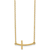 14K Yellow Gold Curved Textured Sideways Cross Necklace - 19 Inches by 0