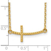 14K Yellow Gold Curved Textured Sideways Cross Necklace - 19 Inches by 0