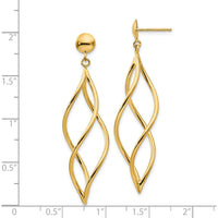 14K Yellow Gold Curved Tube Drop Dangle Earrings - 51mm Length by Oro Pregiato