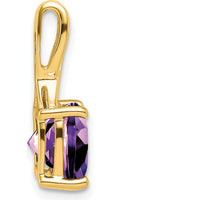14K Yellow Gold Cushion Amethyst and Diamond Pendant - 2.008 Carat Total Gemstone Weight by Lumare Gioia