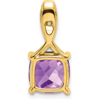 14K Yellow Gold Cushion Amethyst and Diamond Pendant - 2.008 Carat Total Gemstone Weight by Lumare Gioia