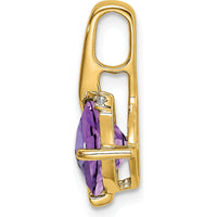 14K Yellow Gold Cushion Amethyst and Round Diamond Pendant - 2 Carat Amethyst, 0.008 Carat Diamond by Lumare Gioia