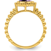 14K Yellow Gold Cushion Amethyst Ring - 1.2 Carat Natural Amethyst by 0