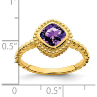 14K Yellow Gold Cushion Amethyst Ring - 1.2 Carat Natural Amethyst by 0