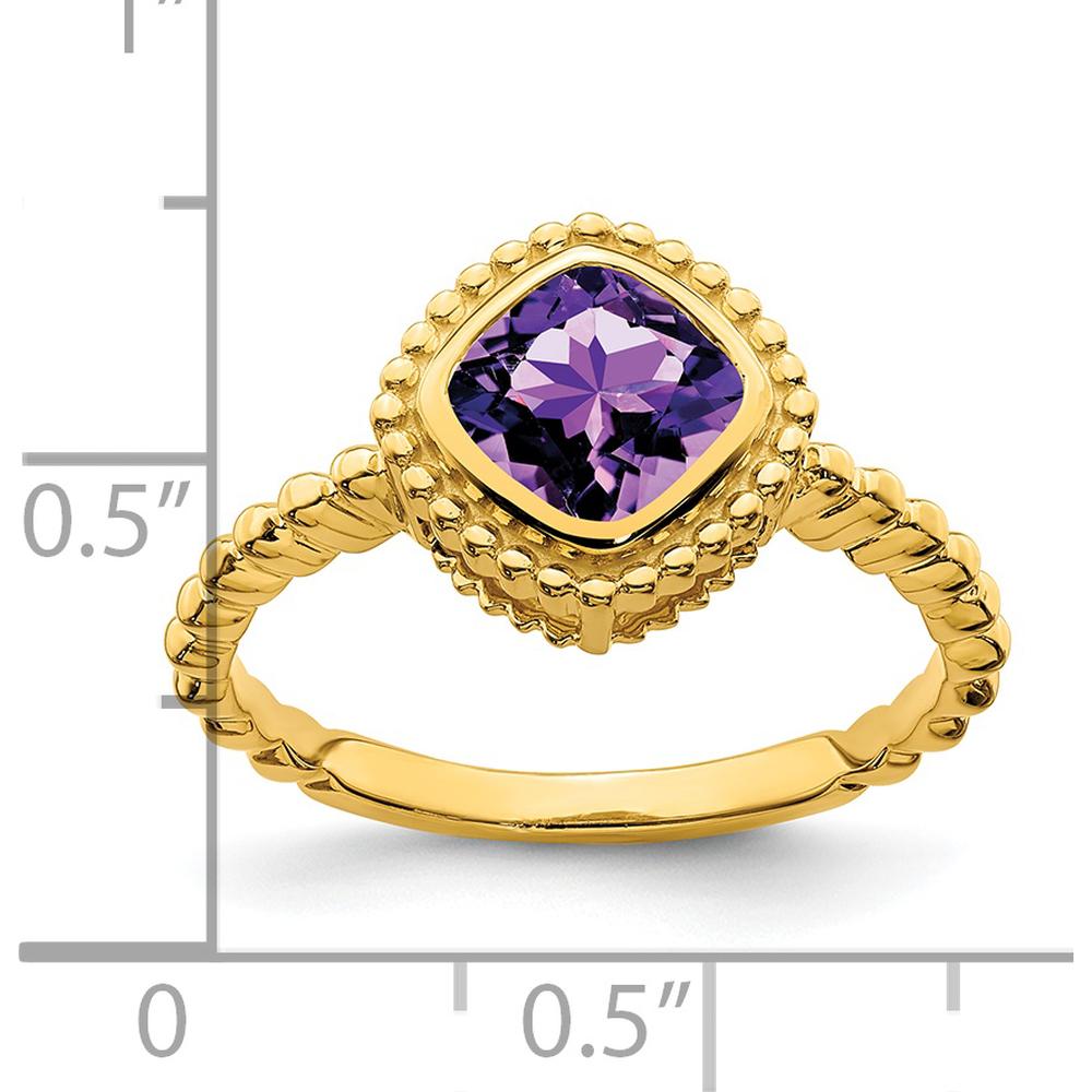 14K Yellow Gold Cushion Amethyst Ring - 1.2 Carat Natural Amethyst by 0