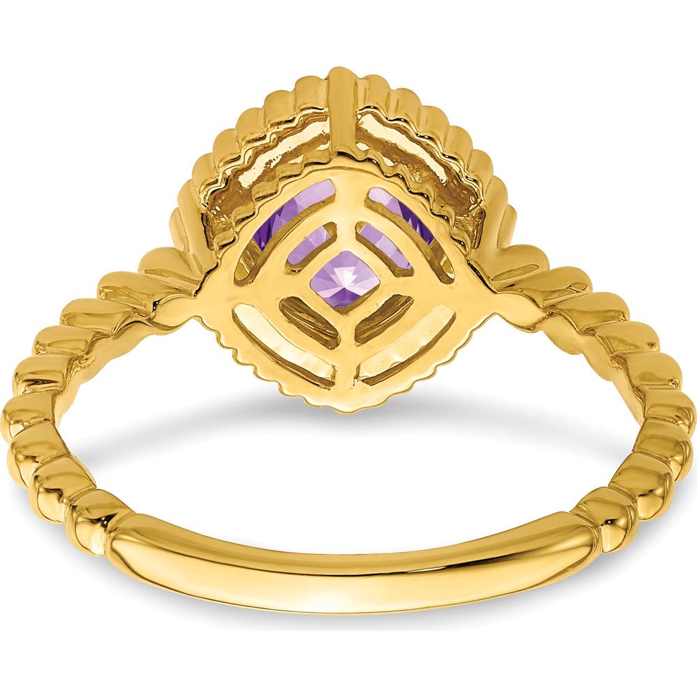 14K Yellow Gold Cushion Amethyst Ring - 1.2 Carat Natural Amethyst by 0