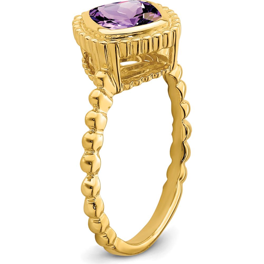 14K Yellow Gold Cushion Amethyst Ring - 1.2 Carat Natural Amethyst by 0