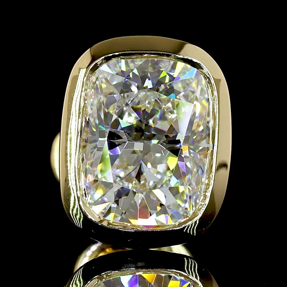14K Yellow Gold Cushion Brilliant Bezel Set Lab Diamond Stud Earrings - 2.04 Carat Total Weight, D VVS2 IGI Certified - Covaloro Fine Jewelry