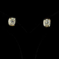 14K Yellow Gold Cushion Brilliant Bezel Set Lab Diamond Stud Earrings - 4.09 Carat Total Weight, D VVS2 IGI Certified - Covaloro Fine Jewelry