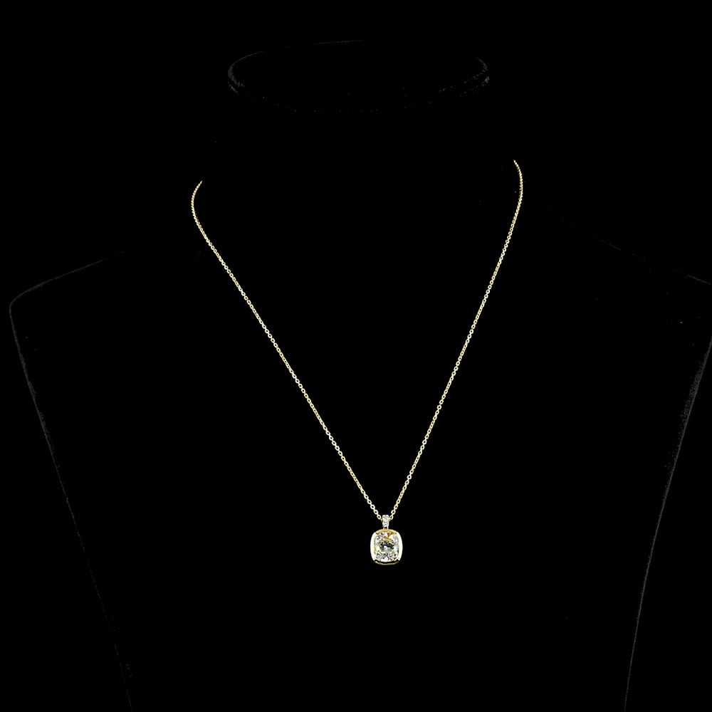 14K Yellow Gold Cushion Brilliant Bezel Set Pendant with F VS1 Lab Diamonds - 2.26 Carat Total Weight - Covaloro Fine Jewelry