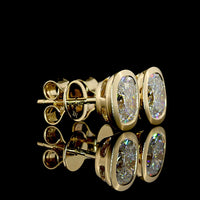 14K Yellow Gold Cushion Brilliant Cut Bezel Set Lab Diamond Stud Earrings - 1.50 Carats Total Diamond Weight - Covaloro Fine Jewelry