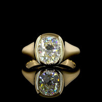 14K Yellow Gold Cushion Brilliant Cut Bezel Set Solitaire Ring - 2.11 Carat Lab Diamond, E VVS2 GIA Certified - Covaloro Fine Jewelry