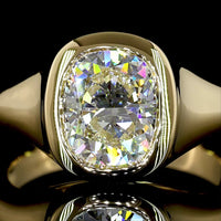 14K Yellow Gold Cushion Brilliant Cut Bezel Set Solitaire Ring - 2.11 Carat Lab Diamond, E VVS2 GIA Certified - Covaloro Fine Jewelry