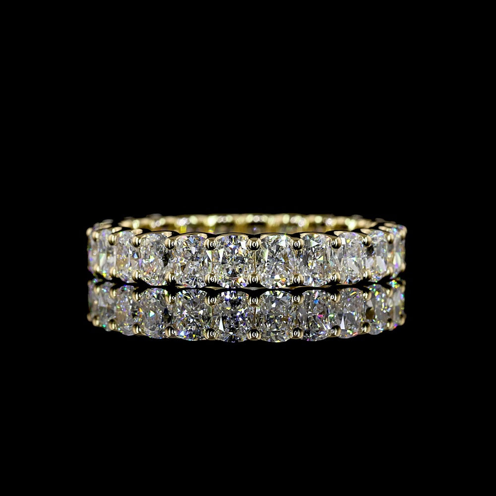 14K Yellow Gold Cushion Brilliant Cut Eternity Band with U-Prong Set Lab Diamonds - 2.77 Carat Total Diamond Weight - Covaloro Fine Jewelry
