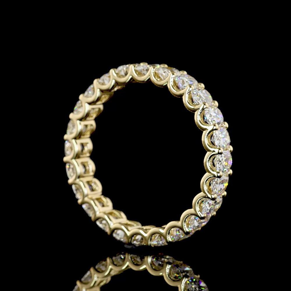 14K Yellow Gold Cushion Brilliant Cut Eternity Band with U-Prong Set Lab Diamonds - 2.77 Carat Total Diamond Weight - Covaloro Fine Jewelry