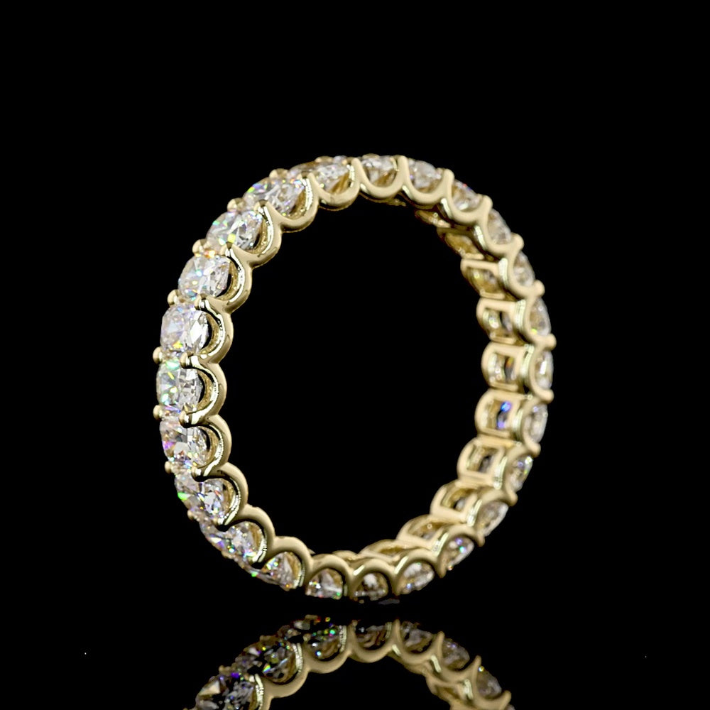 14K Yellow Gold Cushion Brilliant Cut Eternity Band with U-Prong Set Lab Diamonds - 2.77 Carat Total Diamond Weight - Covaloro Fine Jewelry