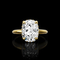 14K Yellow Gold Cushion Brilliant Cut Halo Ring with F VS1 Lab Diamond Center and E VS1 Accents - 2.87 Total Carat Weight - Covaloro Fine Jewelry