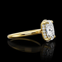 14K Yellow Gold Cushion Brilliant Cut Halo Ring with F VS1 Lab Diamond Center and E VS1 Accents - 2.87 Total Carat Weight - Covaloro Fine Jewelry