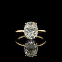14K Yellow Gold Cushion Brilliant Cut Hidden Halo Ring - 2.72 Carat Center Lab Diamond D VVS2 with 0.18 Carat Accent Diamonds - Total 2.90 Carats IGI Certified - Covaloro Fine Jewelry