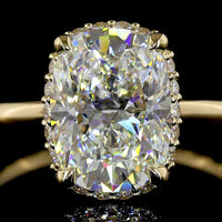 14K Yellow Gold Cushion Brilliant Cut Hidden Halo Ring - 2.72 Carat Center Lab Diamond D VVS2 with 0.18 Carat Accent Diamonds - Total 2.90 Carats IGI Certified - Covaloro Fine Jewelry