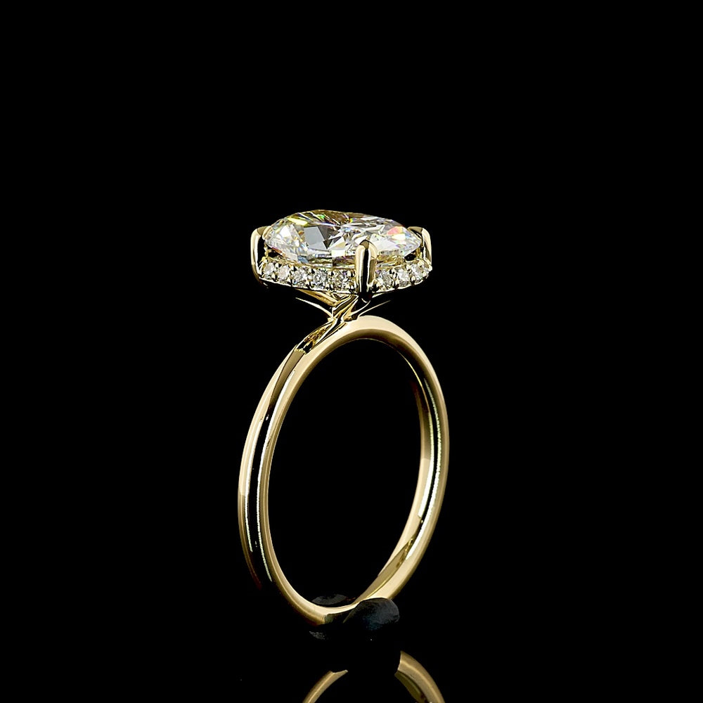 14K Yellow Gold Cushion Brilliant Cut Hidden Halo Ring - 2.72 Carat Center Lab Diamond D VVS2 with 0.18 Carat Accent Diamonds - Total 2.90 Carats IGI Certified - Covaloro Fine Jewelry