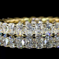 14K Yellow Gold Cushion Brilliant Cut Lab Diamond Eternity Band - 2.27 Carat Total Weight, E-F Color, VS1 Clarity, 26 Stones - Covaloro Fine Jewelry