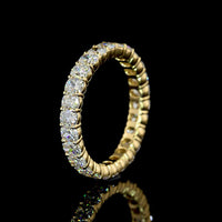 14K Yellow Gold Cushion Brilliant Cut Lab Diamond Eternity Band - 2.27 Carat Total Weight, E-F Color, VS1 Clarity, 26 Stones - Covaloro Fine Jewelry
