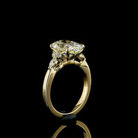 14K Yellow Gold Cushion Brilliant Cut Lab Diamond Ring with Marquise and Round Accents - 3.25 Carat Total Diamond Weight, IGI Certified - Covaloro Fine Jewelry