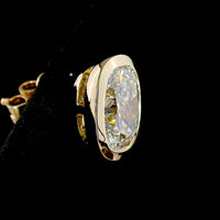14K Yellow Gold Cushion Brilliant Cut Lab Diamond Stud Earrings - 4.76 Carat Total Weight, E-F Color VVS2 Clarity, Bezel Set - Covaloro Fine Jewelry
