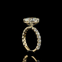 14K Yellow Gold Cushion Brilliant Cut Solitaire Diamond Shank Ring with E VVS2 Center and Accent Diamonds - 5.55 Carats Total Diamond Weight - Covaloro Fine Jewelry