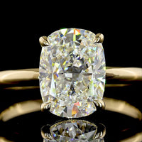 14K Yellow Gold Cushion Brilliant Cut Solitaire Ring - 2.52 Carat Lab Grown Diamond E-F Color VVS2 Clarity IGI Certified - Covaloro Fine Jewelry