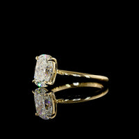 14K Yellow Gold Cushion Brilliant Cut Solitaire Ring - 2.52 Carat Lab Grown Diamond E-F Color VVS2 Clarity IGI Certified - Covaloro Fine Jewelry