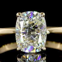 14K Yellow Gold Cushion Brilliant Cut Solitaire Ring with 2.09 Carat D VVS2 Lab Diamond - IGI Certified North-South Prong Setting - Covaloro Fine Jewelry