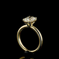 14K Yellow Gold Cushion Brilliant Cut Solitaire Ring with 2.09 Carat D VVS2 Lab Diamond - IGI Certified North-South Prong Setting - Covaloro Fine Jewelry