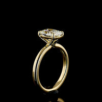 14K Yellow Gold Cushion Brilliant Cut Solitaire Ring with 2.09 Carat D VVS2 Lab Diamond - IGI Certified North-South Prong Setting - Covaloro Fine Jewelry