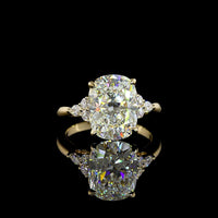 14K Yellow Gold Cushion Brilliant Lab Diamond Engagement Ring with Marquise and Round Accents - 4.78 Carats Total Diamond Weight - Covaloro Fine Jewelry