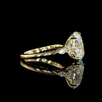 14K Yellow Gold Cushion Brilliant Lab Diamond Engagement Ring with Marquise and Round Accents - 4.78 Carats Total Diamond Weight - Covaloro Fine Jewelry