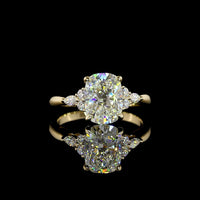 14K Yellow Gold Cushion Brilliant Lab Diamond Ring with North-South Cluster of Round and Marquise Diamonds - 2.87 Carat Total Weight - Covaloro Fine Jewelry