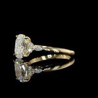 14K Yellow Gold Cushion Brilliant Lab Diamond Ring with North-South Cluster of Round and Marquise Diamonds - 2.87 Carat Total Weight - Covaloro Fine Jewelry