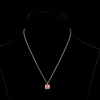 14K Yellow Gold Cushion Brilliant Solitaire Pendant with Fancy Vivid Pink Lab Diamond - 3.56 Carat Total Weight - Covaloro Fine Jewelry