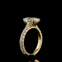 14K Yellow Gold Cushion Brilliant Solitaire Ring with Diamond Shank - 3.12 Carats Center Lab Diamond, 4.12 Carats Total Diamond Weight - Covaloro Fine Jewelry