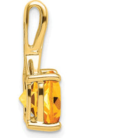 14K Yellow Gold Cushion Citrine and Diamond Pendant - 2.002 Carat Citrine, 0.006 Carat Diamond by Lumare Gioia